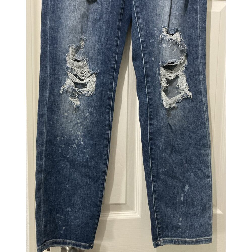 Judy Blue Jeans Women 3/26 Boyfriend Fit Blue Mid Rise Medium Wash Distressed - Picture 3 of 12